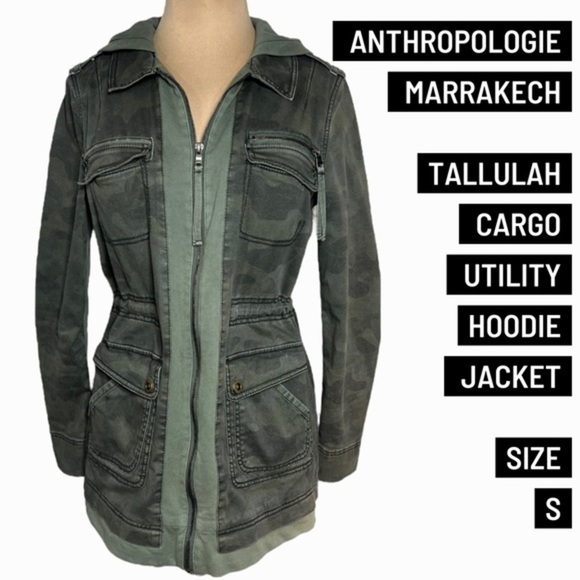Anthropologie Marrakech Tallulah camo Cargo Utility Hoodie Jacket Small - Picture 1 of 9